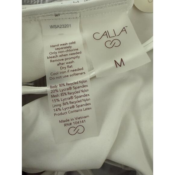 New Calia White Double Strap Triangle Bikini Low Support Swim Top Size Medium - Picture 5 of 5